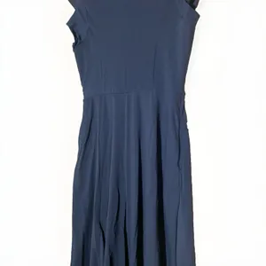 Pact Dress L Black Organic Cotton Fit Flare Midi Minimalist Quiet Luxury Classic thumbnail 4