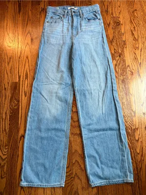 Levi’s Premium BIG E High Loose Wide Leg Jeans Light Wash Hemp Blend 25x31 thumbnail 1