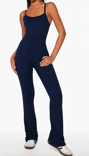 SET ACTIVE Sportbody Sporty Flare Oxford Navy Jumpsuit Size M thumbnail 1