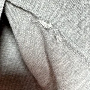 Unbranded Gray Thermal Waffle‎ Knit Cutout Neck Pullover Top Raw Hem thumbnail 3