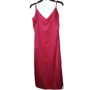 Shinestar Slip‎ Dress V-Neck Sleeveless Midi Dress Party Cocktail Red M thumbnail 2