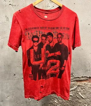 Vintage Y2K U2 Rolling Stone Magazine Cover Thrashed Fitted T-Shirt Small S thumbnail 1