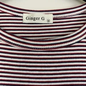 Ginger G Striped Front Tie Ribbed Tee M thumbnail 3