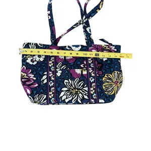 Vera Bradley African Violet Purple and Blue Mandy Tote Shoulder Bag With Pockets thumbnail 4