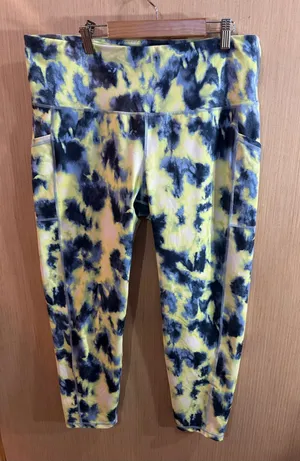 Ideology Yellow and Navy Tie-Dye Active Leggings Size XL thumbnail 1