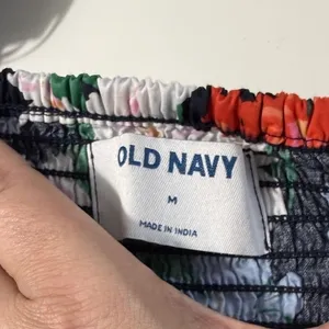 Old Navy Blue Floral‎ Puff Sleeve Smocked Back Midi Dress Pockets Medium Cottage thumbnail 4