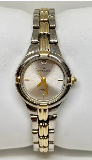 Anne Klein gold silver tone watch 23mm quartz analog adjustable links running thumbnail 1