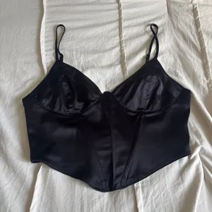 Black Garage Satin Corset Top thumbnail 1
