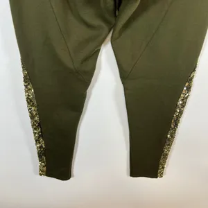 Alice + Olivia Olive Green Sequin Panel‎ Leggings Slim Fit Pants Stretch Green thumbnail 9