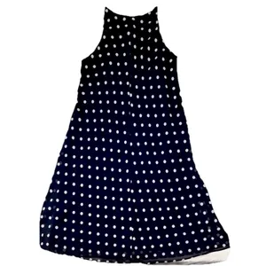 Lauren Ralph Lauren Sleeveless A-Line Blue and White Polka-Dot Dress Sz 10 thumbnail 2