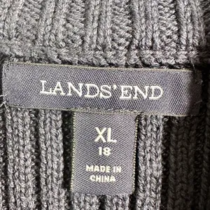 Lands End Navy Blue Ribbed Mock Neck‎ Short Sleeve Cotton Sweater XL 18 thumbnail 3