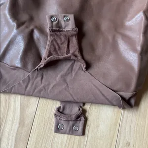 Skims Faux Leather Long Sleeve Bodysuit thumbnail 4