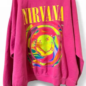 Nirvana Smiley Face Sweatshirt; Nirvana Aesthetic Pink Rainbow Unisex Sweatshirt thumbnail 5