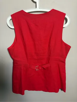 Joie Red Linen Blend Vest NWT button down thumbnail 2