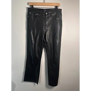 J.Crew Womens High-Rise Slim Demi-Boot Pant‎ Faux Leather Black BK823 Size 29 thumbnail 4