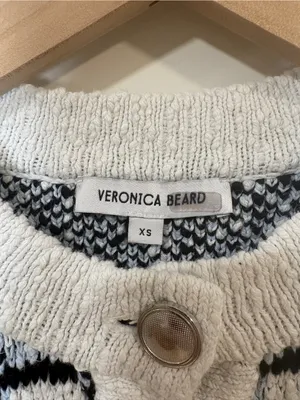 🌟 Veronica Beard 🌟 Lavigne Tweed Knit Sweater Cardigan Jacket Blue / White Xs thumbnail 7