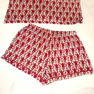Roller Rabbit Pink Monkey Polo Pajama Short Sleeve Shirt and Shorts Set size Small thumbnail 7