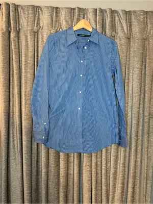 NWT Lauren Ralph Lauren Classic Blue Pinstripe Button Down Dress Shirt Size 8 thumbnail 3