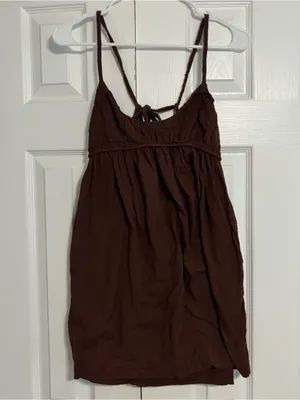Free People Brown Babydoll Linen Blend Dress thumbnail 3