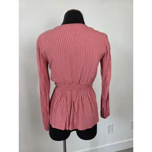 Downeast Pink Peplum Blouse Top Lolita Coquette Romantic Feminine Poetcore XS thumbnail 4