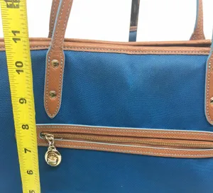 COACH Large Blue Brown Fabric Shoppers Tote thumbnail 3