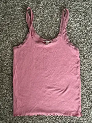 Victoria’s Secret Pink Ribbed Lettuce Hem Tank Top Large Y2K Cami 2000s thumbnail 2