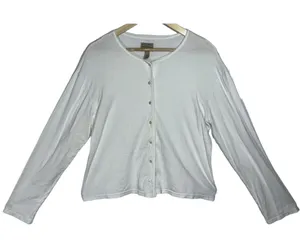 Abercrombie & Fitch White Knit Cotton Button Long Sleeve Cardigan Sweater Size L thumbnail 1