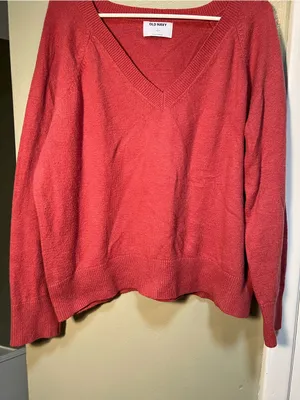 Old Navy Women's Size Large SoSoft Loose V-Neck Sweater Mauve Rose‎ Pink Stretch thumbnail 4