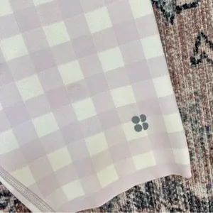 Sweaty Betty Gingham Lavender and White High-Waisted Biker Shorts Medium 8” thumbnail 8