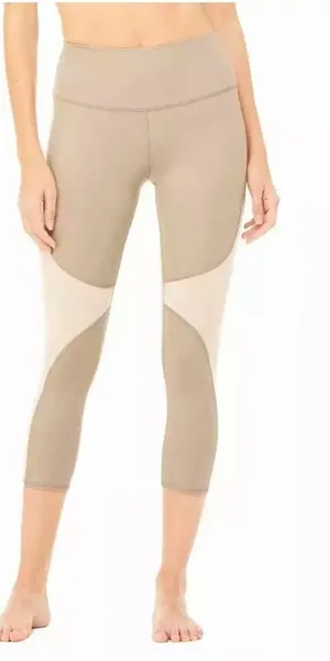 Alo yoga high waist Capri tan mesh legging thumbnail 1