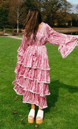 Fuschia Paisley Maxi Dress thumbnail 2