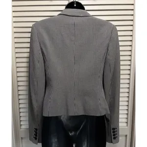 Ann‎ Taylor LOFT Collar V-Neck Black/White Tiny Houndstooth Button Blazer Sz 2 thumbnail 4