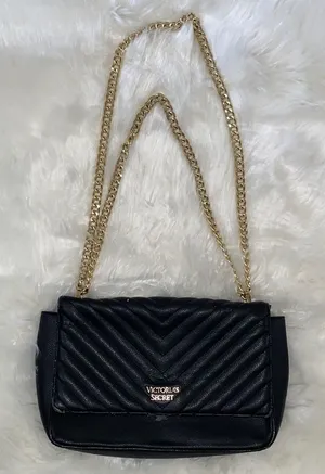 Victoria’s Secret Black and Gold Chain Crossbody Purse thumbnail 1
