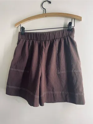 Free People FP Beach Strada Pull On Shorts Brown Cotton Contrast Stitch S thumbnail 7