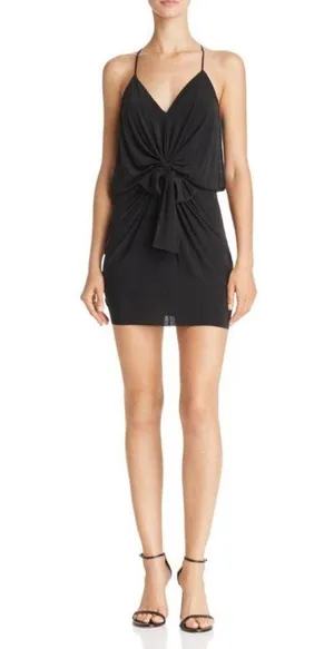 NEW MISA Los Angeles Domino Draped Mini Dress in Black XS thumbnail 5