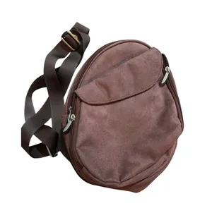 Travelon Microsuede Elliptical 2 Compartment Brown Sling Bag Safe Travel thumbnail 1