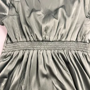 Baltic Born Poppy Satin Midi Dress Dark Sage Green V-Neck Peek Tie Front Size L thumbnail 14