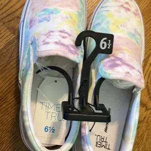 Time and Tru Womens Tie‎ Dye Slip On Sneakers Memory Foam Pastel Multi Color 6.5 thumbnail 2