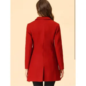 NEW Red Allegra K Notched Lapel Single Breasted Winter Coat S thumbnail 4