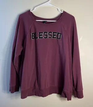 Torrid blessed graphic crewneck women’s sweater plum purple fall warm‎ size 1 thumbnail 1