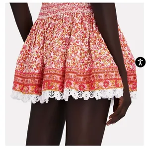 Poupette St Barth Galia Smocked Mini Skirt Size XS Pink Mistral Floral Boho thumbnail 13