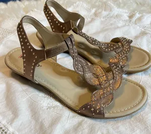 Rialto Gemma Low Wedge Slingback Sandals Bronze Gold Balls NO SIZE Approx 7-7.5 thumbnail 1