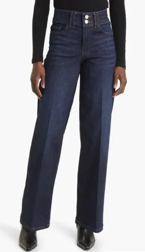 Frame Denim Triple Binding High Rise Palazzo Fife Blue Wide Leg‎ Jeans thumbnail 1