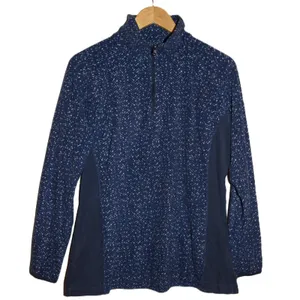 Columbia Fleece Pullover Women XL Blue Chevron Quarter Zip Excellent Active thumbnail 1