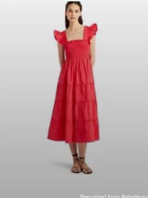 Hill House The Ellie Maxi Nap Dress Smocked Midi Dress with Ruffled Straps, S thumbnail 2