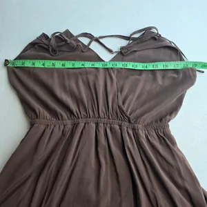 L*Space Tori Strappy Midi Dress in Cocoa‎ Brown Rayon V-Neck Slit Large thumbnail 6