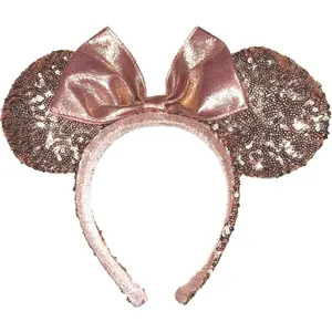 Walt Disney world Parks Exclusive Minnie Ear Headband Rose gold Sequin Bow thumbnail 1
