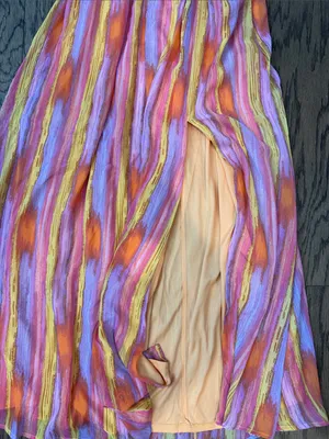 Pink, Orange & Yellow Striped Maxi Dress thumbnail 3