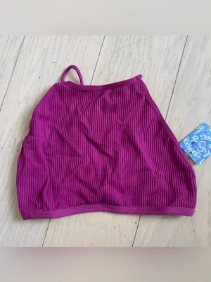 Free People High Neck Strappy Back Bralette in Pink / Purple NWT thumbnail 3