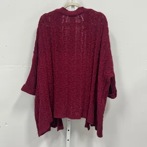 Umgee USA Burgundy Cable Open Front Chunky Knit Cardigan Oversized M/L Boho thumbnail 2